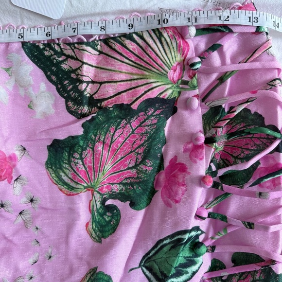 NWT L’ATISTE Pink Ombré Floral Butterfly Lace Up Maxi Skirt Top Matching Set S - Picture 12 of 13